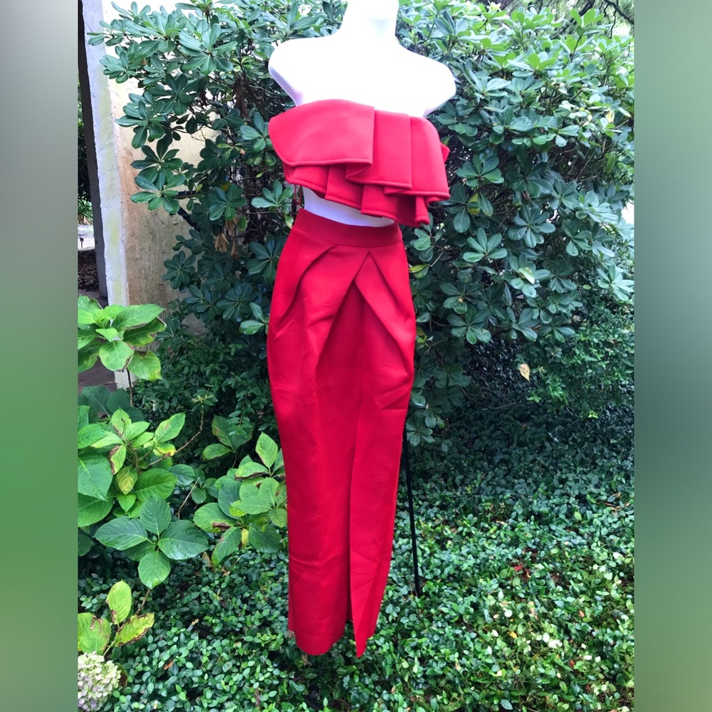 MABLE Red Strapless Ruffle Top and Skirt Set NWT Size S - Picture 2 of 16